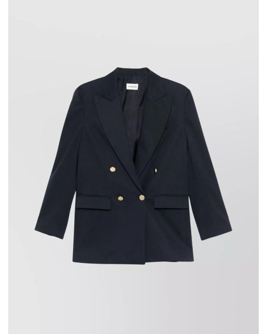 P.A.R.O.S.H. Blue Textured Double-Breasted Blazer