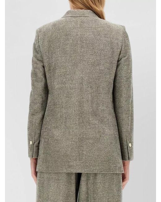 Alysi Multicolor Longline Double Breasted Jacket Notch Lapels