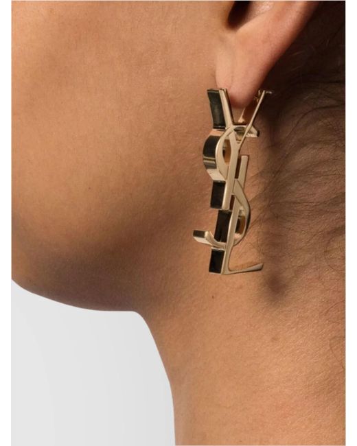 Saint Laurent Metallic Logo Single Earring