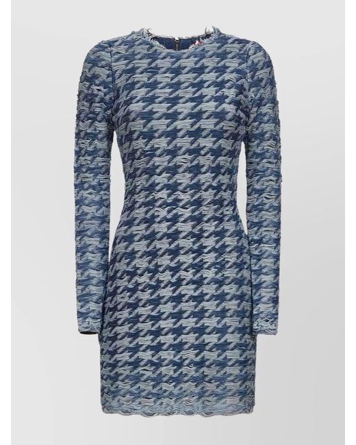 DIESEL Blue Denim Slim-Fit Houndstooth Mini Dress