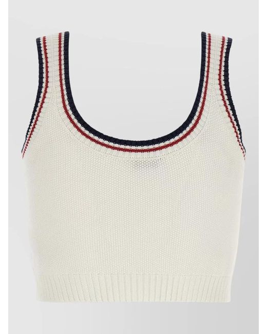Brunello Cucinelli Multicolor Cropped Ribbed Knit Top Active Line