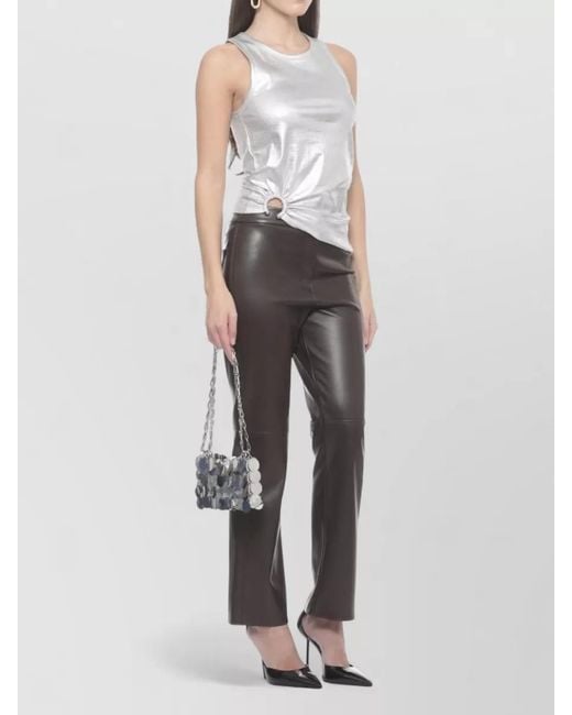 Rabanne White Sleeveless Top Metal Hem Ring Detail