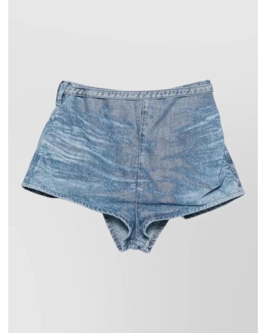 DIESEL Blue Denim Distressed Wrap-Effect Short Shorts