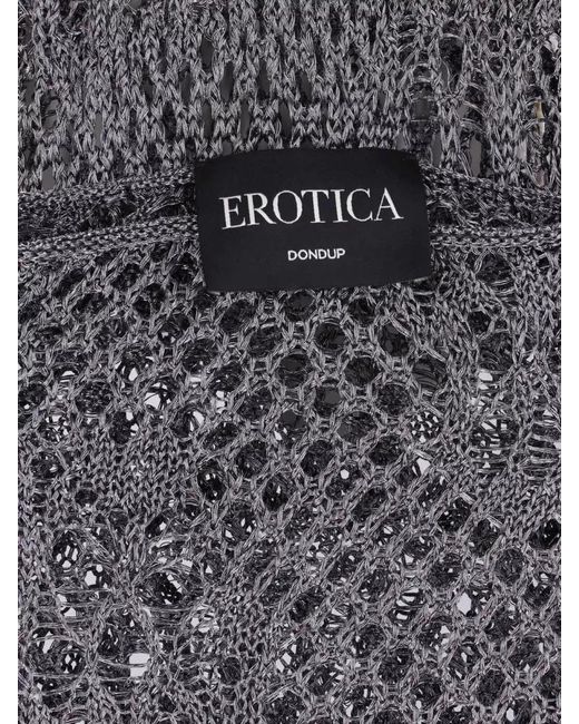 Dondup Gray Lace Knit Dress Long Sleeves Stretchy