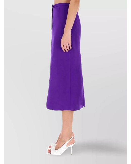 Dries Van Noten Purple Wool High-Rise Midi Skirt