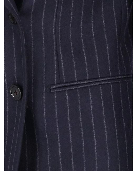 Lardini Blue Double Breasted Pinstripe Blazer Flower Pin