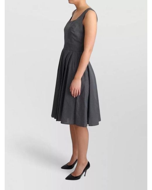 Dolce & Gabbana Blue Cotton Sleeveless Polka-Dot Knee-Length Dress