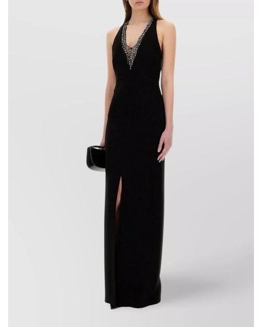 Max Mara Black Dress With Embellished Neckline And Fitted Silhouette