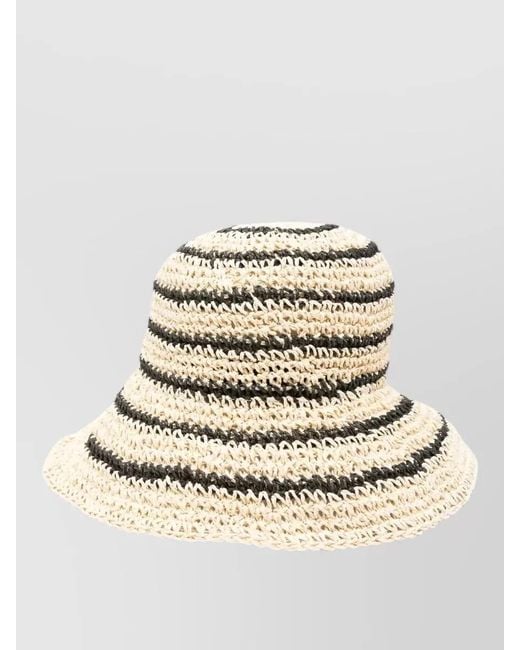 By Malene Birger Natural Strawilla Crochet Striped Wide Brim Hat