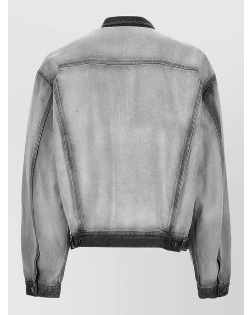 DIESEL Gray Denim Shirt Long Sleeves Chest Pockets for men