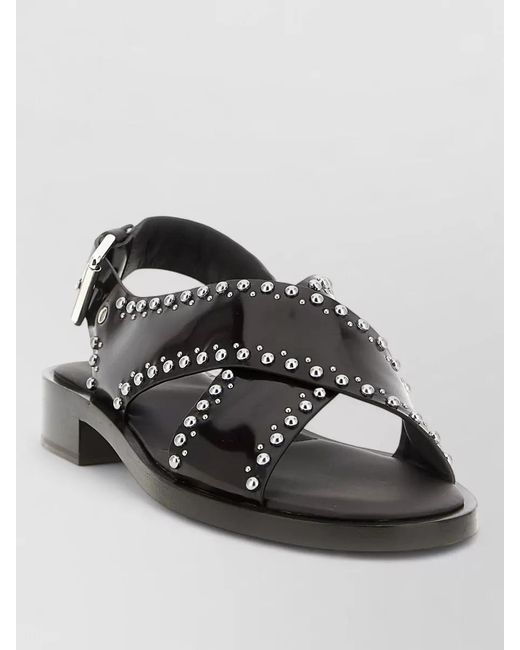 Church's Black Remi Sandals Open Toe Flat Sole Studs