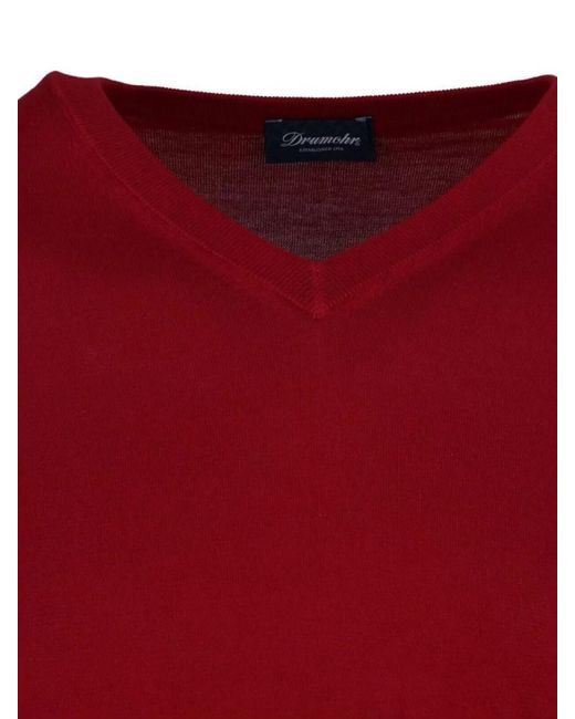 Drumohr Red Cotton Crewneck Jumper for men