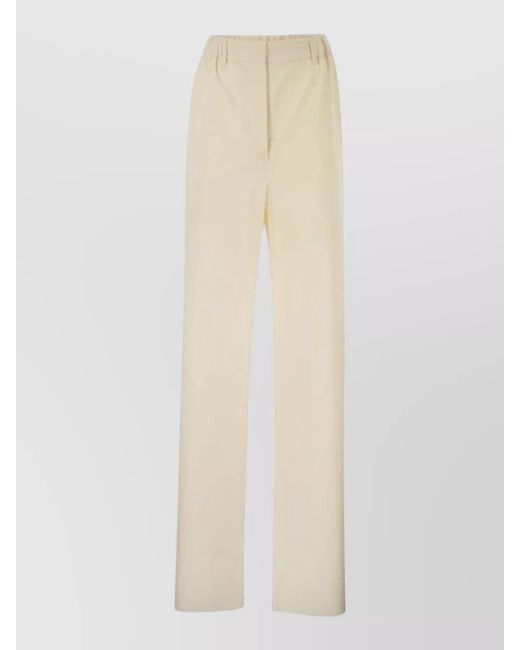 Max Mara White Virgin Wool Straight-Leg Trousers