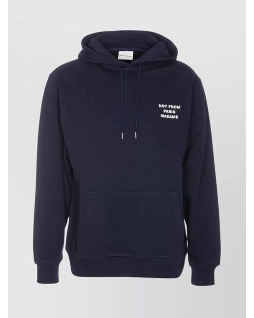 Drole de Monsieur Blue Cotton Slogan Print Hoodie for men