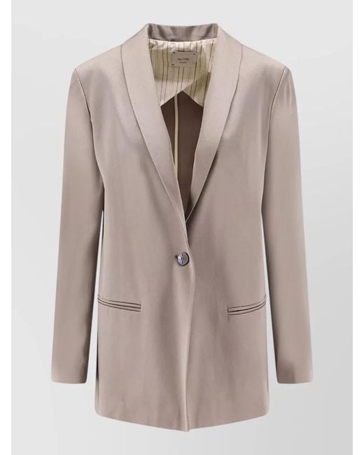 Alysi Natural Satin Blazer Single Breasted Shawl Lapel