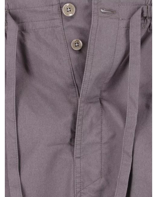 Lemaire Purple Tailored Pants Side Pockets Button Detail for men