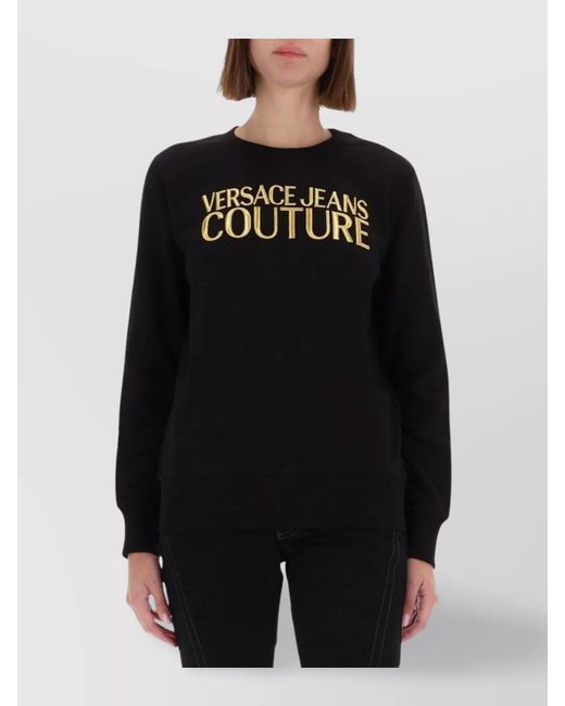 Versace Jeans Couture Black Cotton Logo-Print Sweatshirt