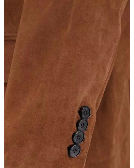 DUNST Brown Coat Button Cuffs Front Pockets Notched Lapel