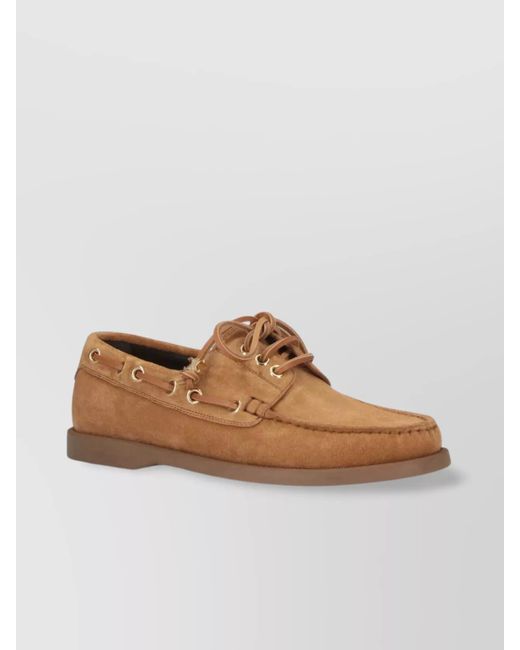 Céline Brown Eyelet Detailing Suede Loafers