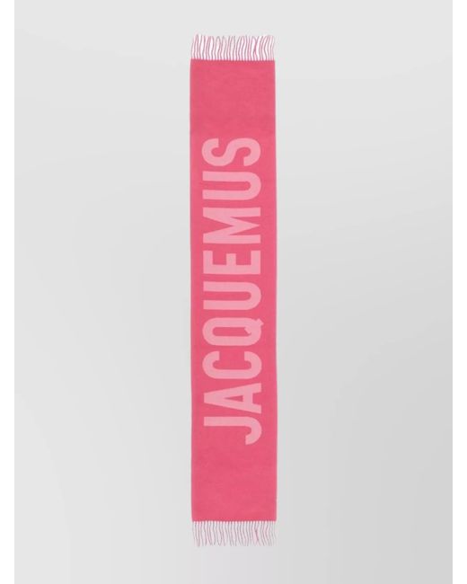 Jacquemus Pink Fringed Ends Wool Blend Scarf