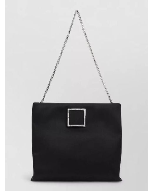 Roger Vivier Black Silk Satin Clutch Bag