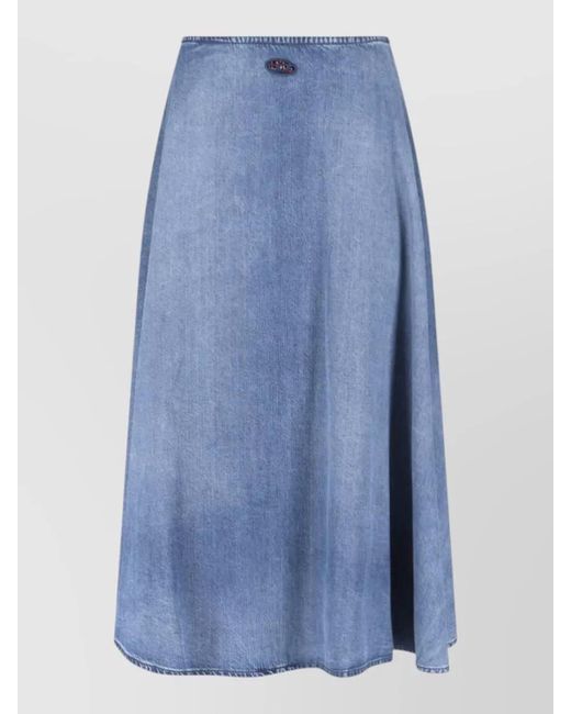 DIESEL Blue Midi A-Line Skirt