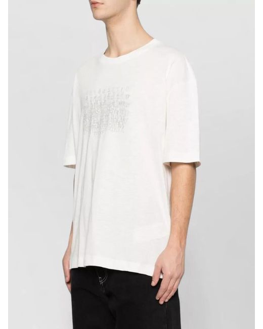 Maison Margiela White Cotton Graphic Print Crew Neck T-Shirt for men