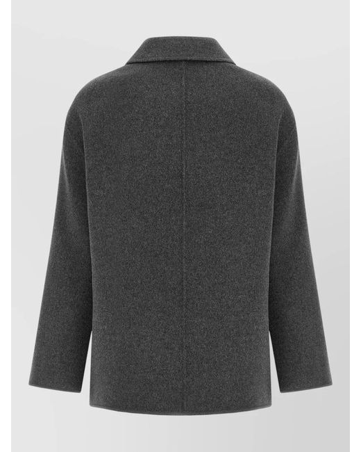 Rohe Black Pankou Coat Straight Cut Collared Design Pockets