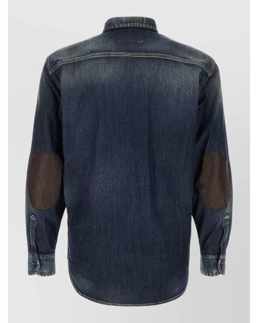 DSquared² Blue Stretch Denim Shirt for men