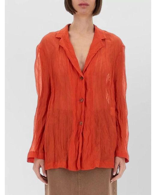 Alysi Textured Sheer Long Sleeve Shirt Jacket