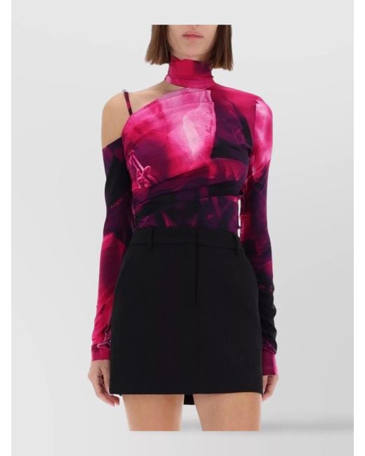 Versace Jeans Couture Pink One-Shoulder Blouse