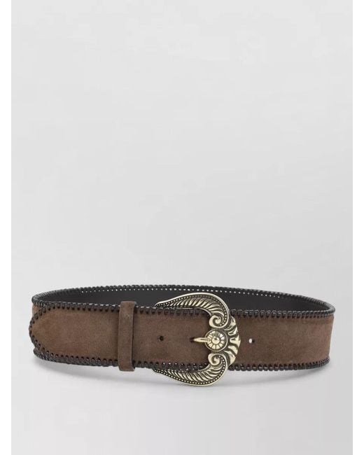 Etro Multicolor Paisley Suede Belt Featuring Signature Buckle