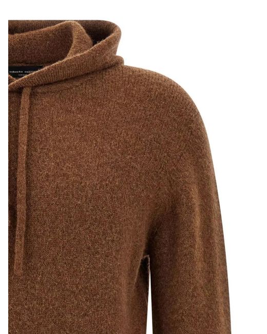 Roberto Collina Brown Wool Hooded Sweater for men