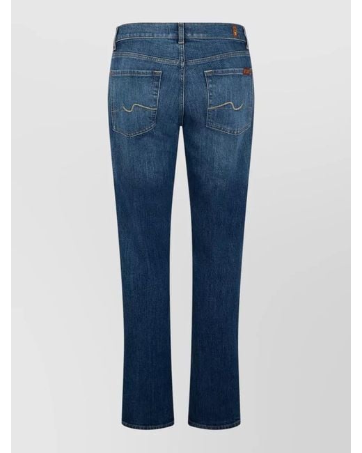 7 For All Mankind Blue Slim Straight Leg Denim Jeans Mid Rise for men