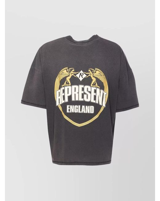 Represent Blue Organic Cotton Hemp Logo Print Short Sleeve T-Shirt for men