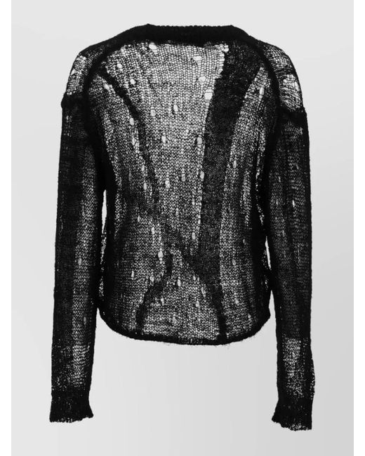 Our Legacy Black Academy Cardigan V Neckline Long Sleeves Sheer