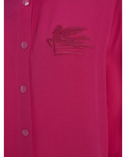 Etro Pink Silk Crepe De Chine Shirt