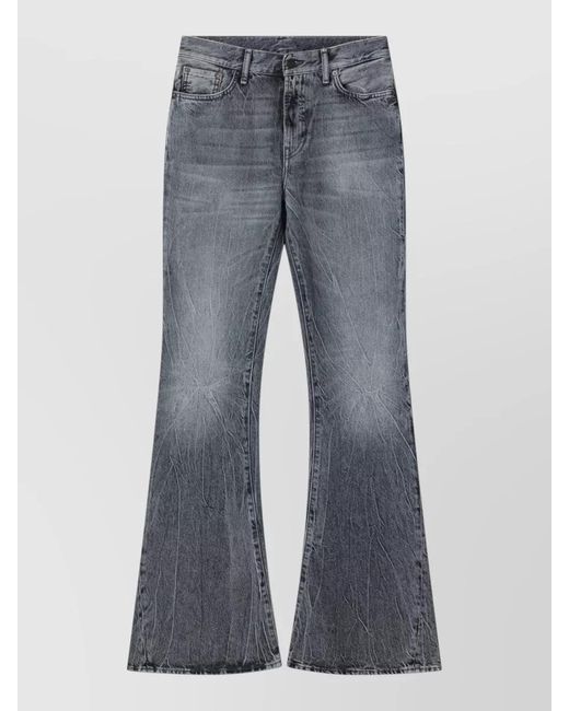 Acne Blue Belt Loop Flared Leg Five Pocket Trousers