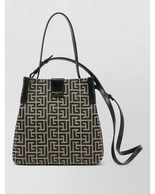 Balmain Black Release Crossbody Bag Cotton Logo Pattern