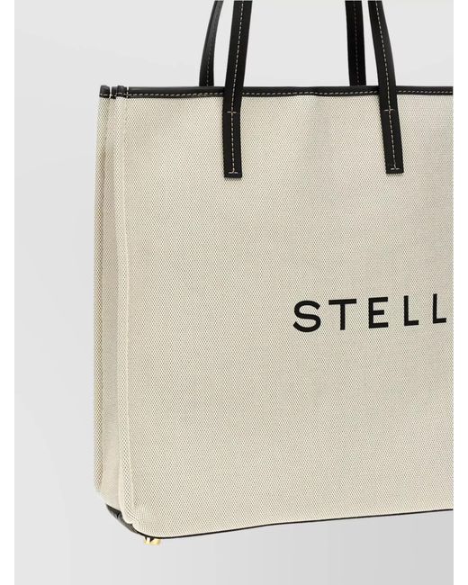 Stella McCartney Natural Stella Logo Large Canvas Tote Bag