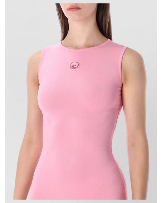 MARINE SERRE Pink Sleeveless Asymmetric Maxi Dress