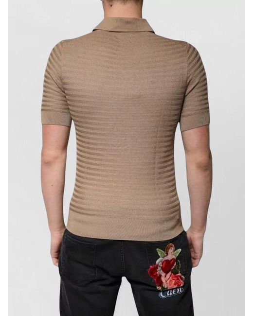 Dolce & Gabbana Brown Silk Short-Sleeve Polo Shirt for men