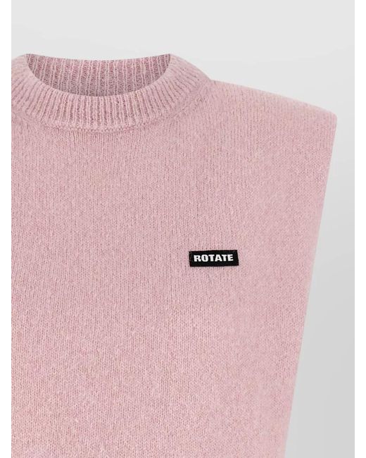 ROTATE BIRGER CHRISTENSEN Pink Alpaca Wool Cropped Knit Vest