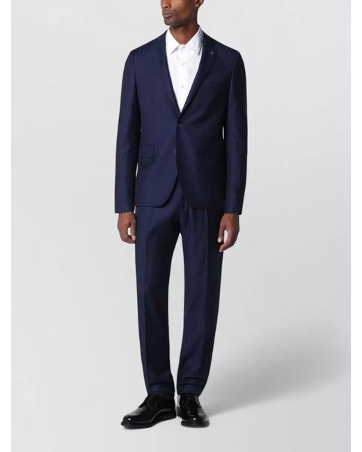 Tagliatore Blue Wool Single Breasted Suit for men