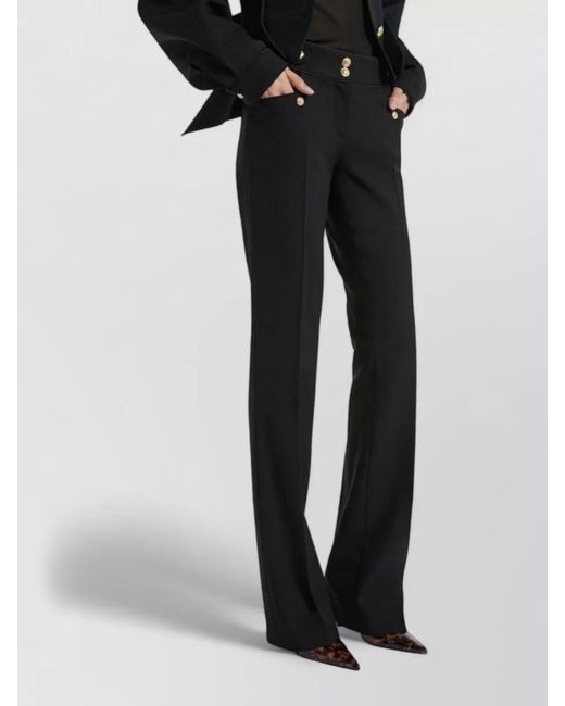 Balmain Black Wool Straight-Leg Suit Trousers