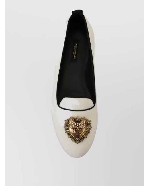 Dolce & Gabbana Natural Embellished Velvet Ballerina Flats