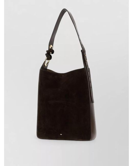 Anya Hindmarch White Ringo Suede Bucket Bag Adjustable Strap