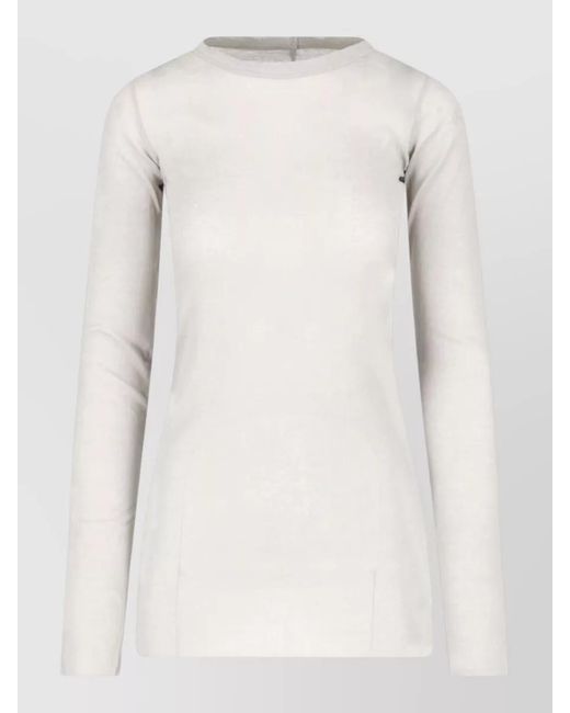 Rick Owens Natural Short-Sleeve Knitted Top