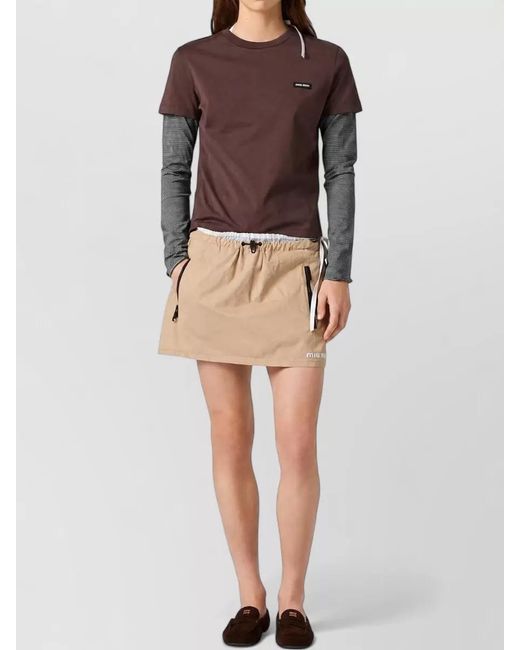 Miu Miu Purple Jersey Lounge Top Layered Design Sleeves