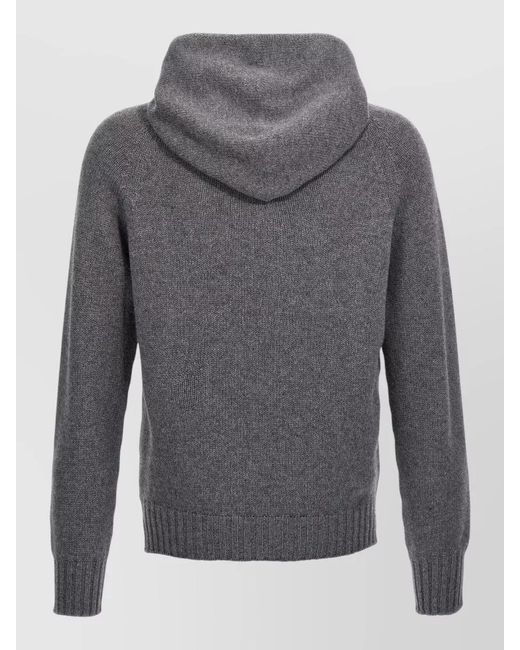 Ma'ry'ya Gray Wool Sweater Hood Raglan Sleeves for men
